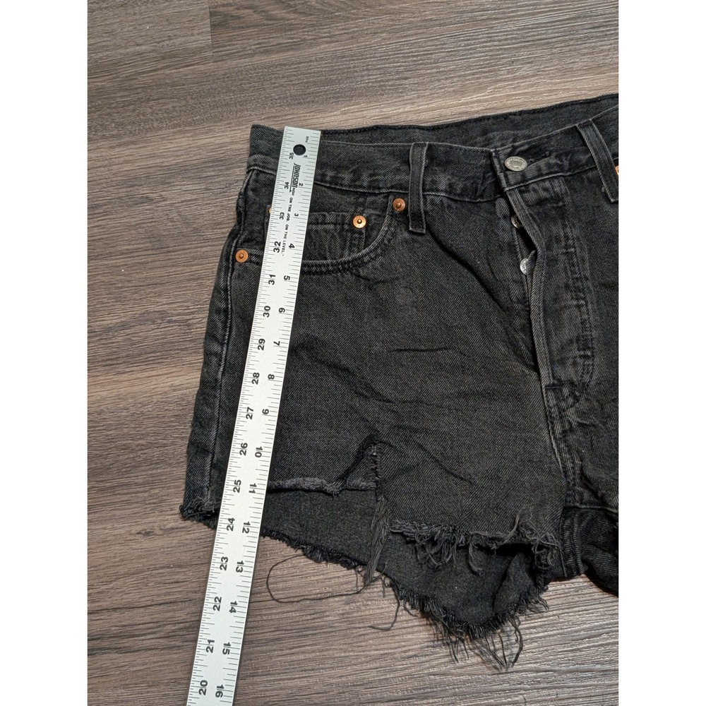 Levis‎ 501 Original Black Denim Cut Off Shorts High Rise Button Fly W29 - Picture 4 of 7